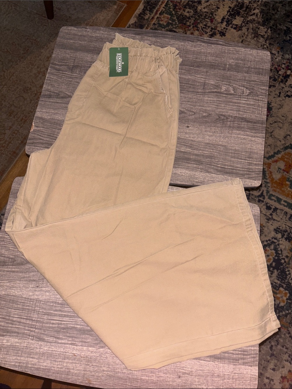 Women's Wide-Leg Elastic Waist Pants in Tan